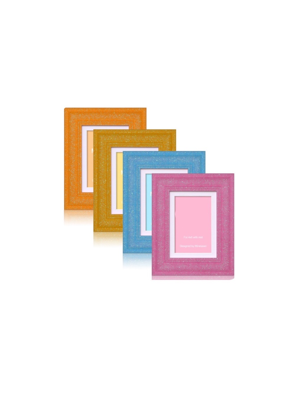 4x6 Glitter Multi-Color Decorative Photo Frames - Set of 4